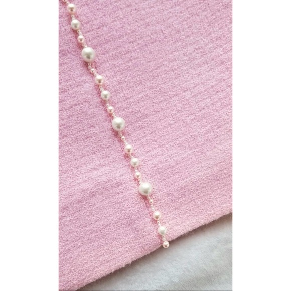 CHANEL vintage 1980's pretty-in-pink "beaded pearl bouclé" skirt fr-38 / us-6 - Picture 3 of 10